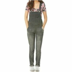 Bethany Mota Aeropostale Charcoal Gray Denim Overalls Size S